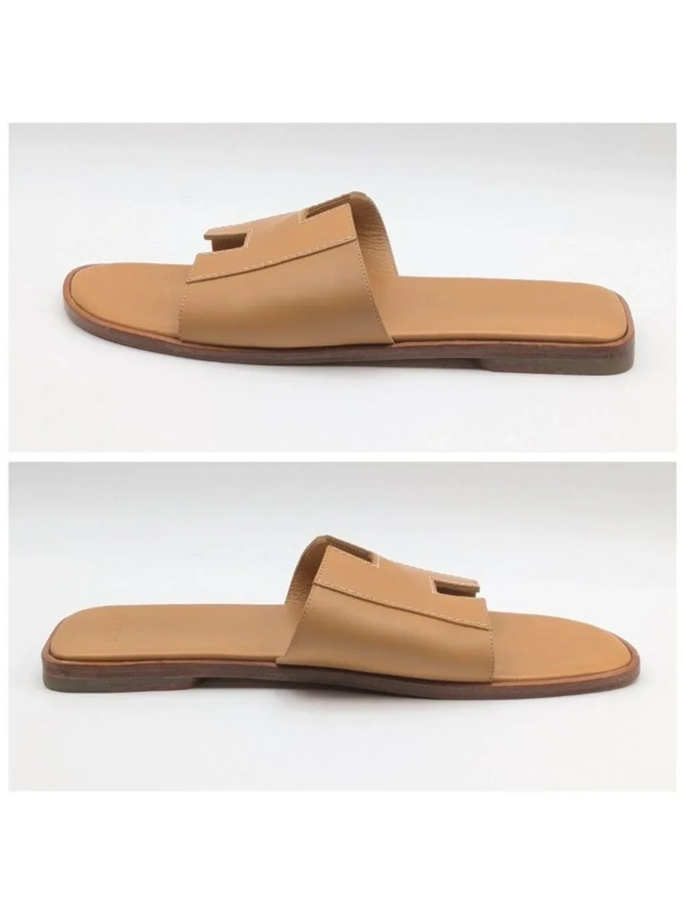 Hermes Kevlar Sandals H Flat Leather Beige
